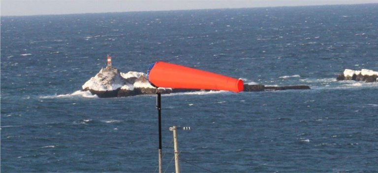 Orange windsock overlooking the east coast