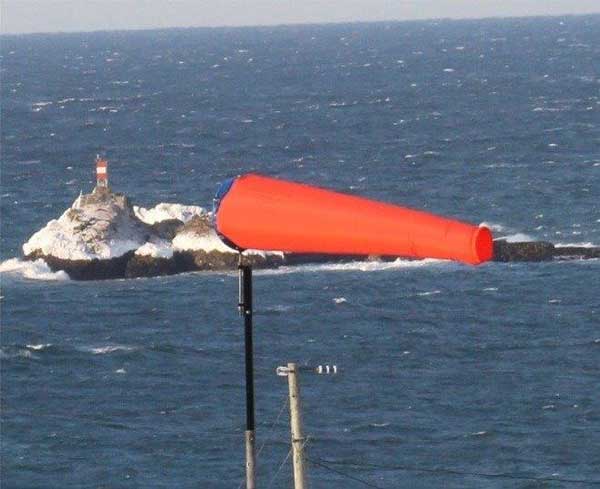 Orange windsock overlooking the east coast